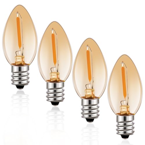 Emotionlite C7 LED Bulbs E12 Candelabra Base Amber 2200K 50LM 4 Pack