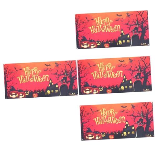 4 Pezzi Di Halloween Banner Zucche Artificiali Grandi Dimensioni Arazzo Decorativo Decorazioni 180x90cm