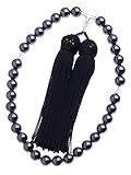 [アウローラ] 数珠 女性用 高級花珠南洋黒蝶オーロラ本貝パール念珠 片手8mm 二天珠水晶 頭付房 略式数珠 タヒチ黒蝶系 黒真珠系 ブラックフォーマル 葬祭 葬式 通夜 告別式