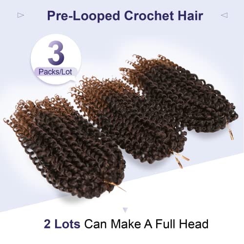 Hanne Fashion Afro Kinky Curly Crochet Hair Jerry Curl Braiding Hair Extensions For Black Women 3 Packs Ombre Brown Short Synthetic Kinky Twist Hair (3Pcs, 1B/30) #TOP2