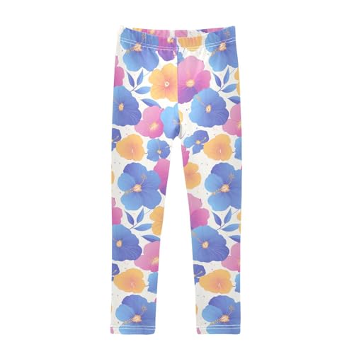 KLL The Garden Tricolor Pansy Flower Little Girls Legging Stretch High Waisted Sweatpants Running