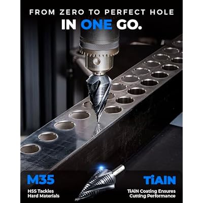 toolant Four Spiral Flute Cobalt Step Drill Bit(Pro), 1/4-1-1/8 Impact Ready Unibit Step Drill Bit, 1/4 Hex Shank Step Bit for Metal, Stainless Steel, Aluminum, Plastic