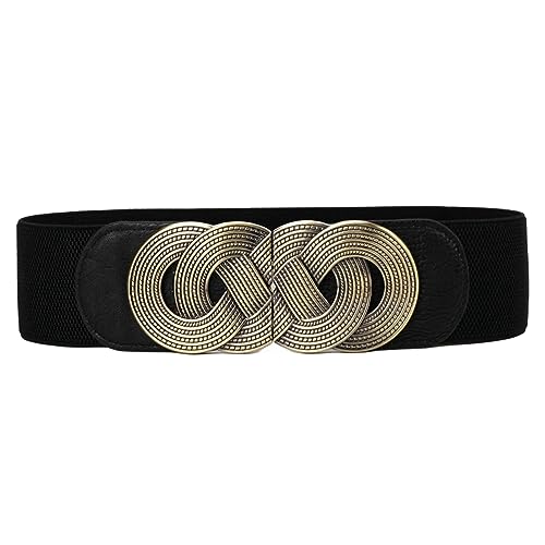 Womens Stretchy Vintage Elastic Waist Cinch Belt - Wide Belt for a Timeless Look
