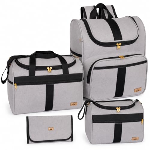 Bolsa Maternidade Kit 04 peças Bolsa G, Bolsa P, Mochila e Trocador Harmonia (Preto)