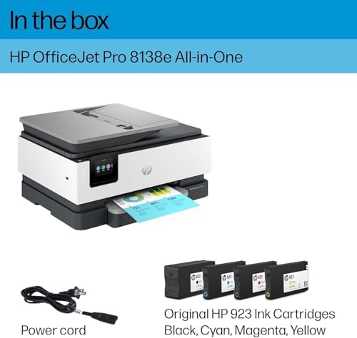 HP OfficeJet Pro 8138e 무선 올인원 컬러 잉크젯 프린터, 인쇄, 스캔, 복사, 팩스, ADF, 양면 인쇄 홈 오피스에 가장 적합(프리미엄 리뉴얼) — 사진 6