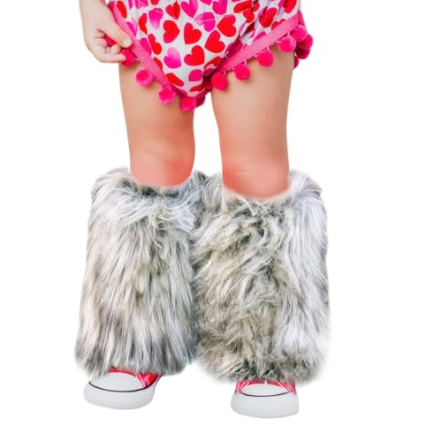 Kids Girls Fuzzy Faux Fur Leg Warmers Boots Shoes Cuff Cover Winter Warm Furry Leg Socks for Halloween Costume Party Show