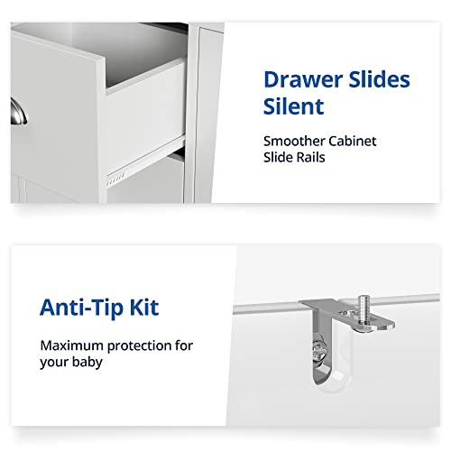 Cozy Castle Modern Buffet Cabinet With Drawers, Wood Sideboard Buffet Cabinet With 4 Acrylic Glass Doors, Bar Cabinet For Kitchen, Dining Room, White #TOP5