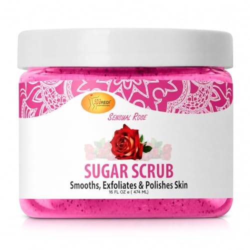 SPA REDI At-Home Spa Sugar Body Scrub, Deep Moisturizing, Rose, 16 oz