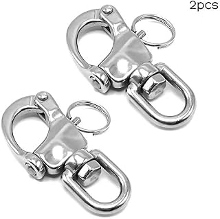 Amadget 2 PCS Swivel Eye Snap Shackle Quick Release Bail Rigging Sailing Boat