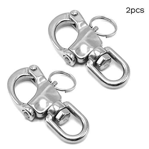 Amadget 2 PCS Swivel Eye Snap Shackle Quick Release Bail Rigging Sailing Boat