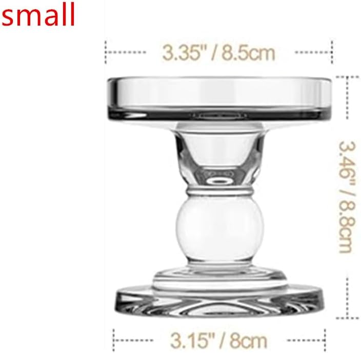 2Pcs Glass Candle Holders,Crystal Glass Candle Holder,Clear Pillar Taper Candlestick for Wedding, Party, Holiday Decoration (Small)
