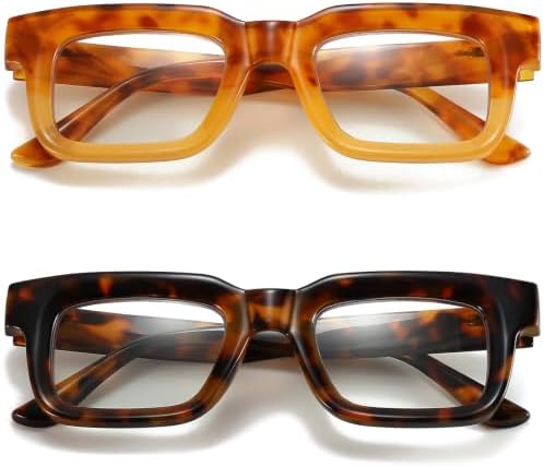 Oversized Reading Glasses for Women with Blue Light Blocking, Ladies Big Eyeglass with Spring hinges and Case, 2 Pack Computer Readers, Rectangular Frame Classic Designer Glasses — 사진 2