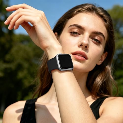 Image of Sport Bands Compatible with Apple Watch Band Women Men 40mm 38mm 41mm 42mm 44mm 45mm 46mm 49mm ,Soft Wristband Waterproof Replacement Strap for iWatch Bands Series 11 10 9 8 7 6 5 4 3 2 1 SE Ultra Black