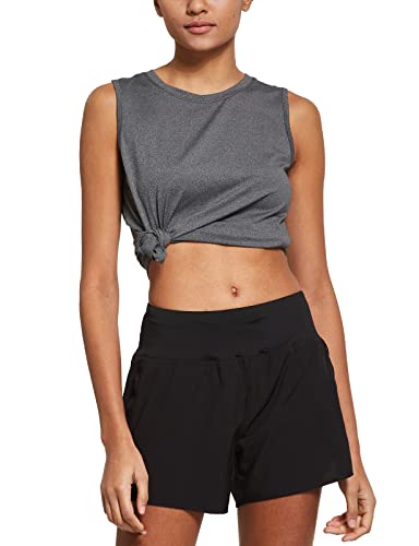 Baleaf Women's Workout Tank Tops Sleeveless Running Atnletic Shirts Activewear Gym Tops Gray Size L #TOP4