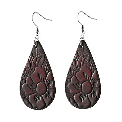 Women's Leather Leaf Earrings Fashion Pendant Spring, Summer And Autumn Ladies Earrings (Brown) #TOP5