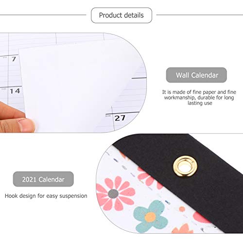 BESPORTBLE 2021 Calendário de parede mensal para pendurar na parede, calendário de parede, estampa d