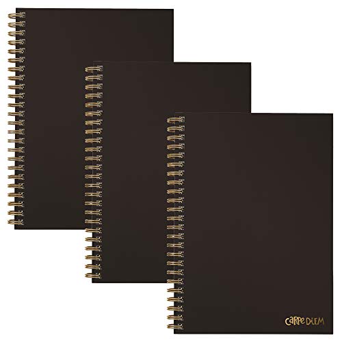 Pukka Pad, Carpe Diem 3-Pack B5 Hardcover Notebooks, 7 x 9.8 Inches Each, Black