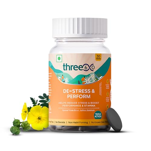 three60 DE-STRESS & PERFORM Tablets | Testosterone Supplement | Helps Boost Stamina | Helps Reduce Stress | Synura® Forte Blend, Saffron, Gokshura | No Steroid | Non Habit Forming | 30 Tablets (B0CTTM9HQ6) Amazon Price History, Amazon Price Tracker