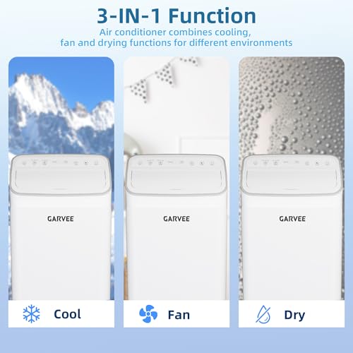 Image of Garvee 12,000 BTU Portable Air Conditioner, 8150 BTU SACC 3-in-1 AC Unit with Cooling, Dehumidifier & Fan Modes, for Rooms up to 550 Sq.Ft, 24H Timer, Remote Control, Window Kit Included