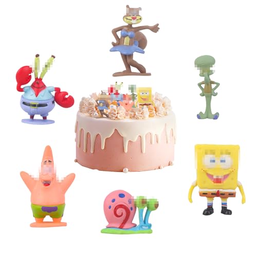 Luclay Mini Figuren Set-6 Pcs Cake Tortenfiguren Geburtstagstorte Dekoration Puppendekoration Aquarium Deko Cartoons Kuchen Deco Cupcake Toppers Modell Spielzeug für Kinder Junge