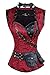 Charmian Women's Steel Boned Retro Goth Brocade Steampunk Bustiers Corset Top with Jacket and Belt Red X-Large