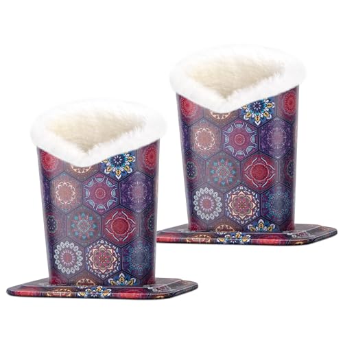 Image of Pack of 2 Plush Lined Eyeglasses Holder Stand Protective Glasses Case For Desks Or Nightstands