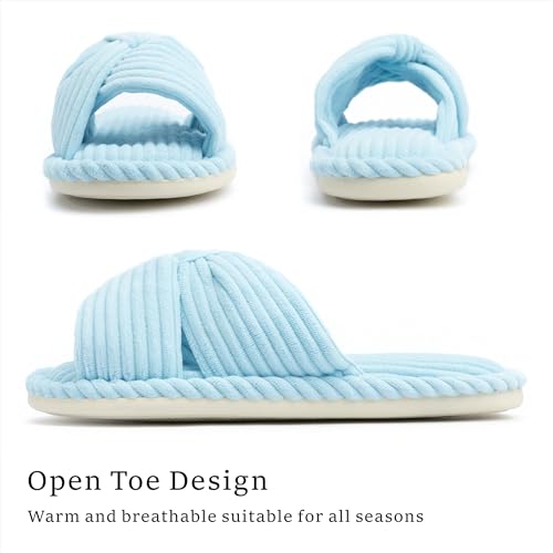 Image of Chantomoo Slippers for Women Memory Foam House Womens Slipper Slides Home Bedroom Bathroom Spa Open Toe Corduroy Bow Slippers Cozy Comfortable