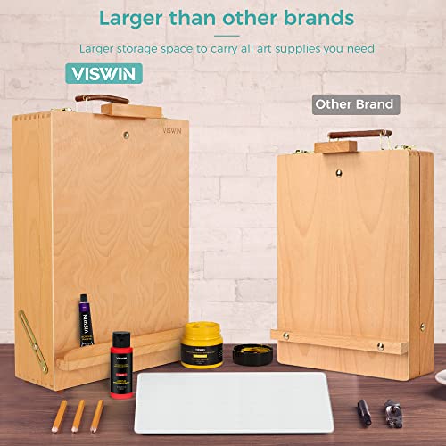 Viswin Extra Large Tabletop Easel Box, Hold Canvas Up To 29", Portable Beech Wood Sketch Box Easel With Storage Box, Art Easel For Painting Canvas, Drawing & Art Supplies, Adults, Beginners, Artists #TOP1