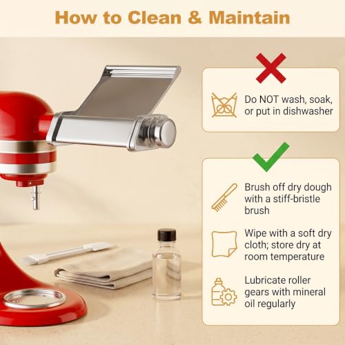 Image of Pasta Attachment for KitchenAid, 3Pcs Pasta Maker with Detachable Plate | Includes Adjustable Pasta Sheet Roller, Pasta Cutters for Spaghetti & Fettuccine by Focollk