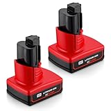 Powerextra M12 Battery 6.0Ah, Replacement Milwaukee m12 Battery, Compatible with Milwaukee M12 Tools 48-11-2410/48-11-2420/48-11-2411/48-11-2401/48-11-2402, Replace for Milwaukee 12v Battery (2 Pack)