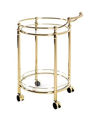 HAKU desserte laitonné, métal, Verre trempé - Dim.: L 59 cm x H 79 cm x P 49 cm, Style: Contemporary