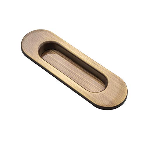 Gedotec Design Muschelgriff Schiebetür Einlassgriff Oval Schiebetürgriff versenkt bronze brüniert - FI10005 | 125 x 40 mm | Möbelgriff Antik zum Einlassen | 1 Stück - Ziehgriff Vintage mit Schrauben
