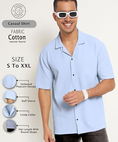 Image of Men's Solid Polycotton Shirt | Short Sleeve Casual & Formal Shirt for Men | Summer Half Sleeve Shirt