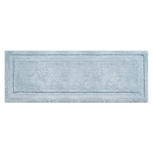 mDesign Soft Microfiber Polyester Non-Slip Extra-Long Spa Mat/Runner, Plush Water Absorbent Accent Rug for Bathroom Vanity, Bathtub/Shower, Machine Washable - 60" x 21" - Water Blue