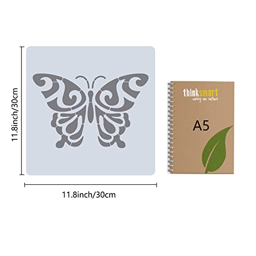 GORGECRAFT 12"X12"Butterfly Stencil Mandala pattern Templates Reusable Templates Plastic Drawing Painting Stencils Template for Painting on Card Wall Fabric Tile Canvas Crafts DIY Home Decor - Image 2
