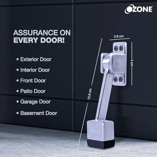 Image of Ozone Door Stopper with Rubber Foot for Wooden & Framed Doors | Satin Nickel Finish (Front Door Stopper)