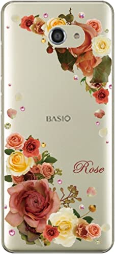 BASIO4 ケース ベイシオ4 カバー KYV47 ラインストーン らふら 押し花風 バラ 3