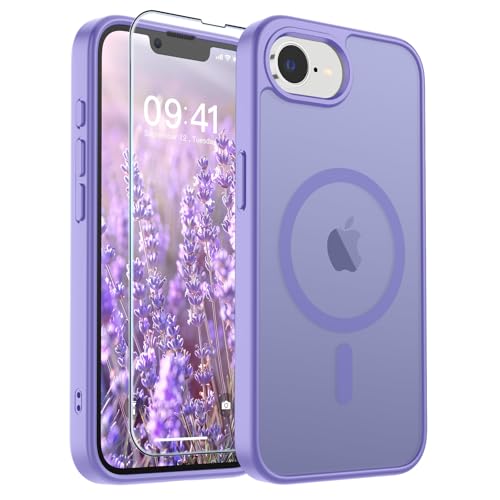 Image of SUPFINE Magnetic for iPhone 17e Case /iPhone 16e Case (Compatible with MagSafe) (Military Grade Drop Protection) Slim Translucent Matte Shockproof with Anti-Fingerprint Phone Case,Purple