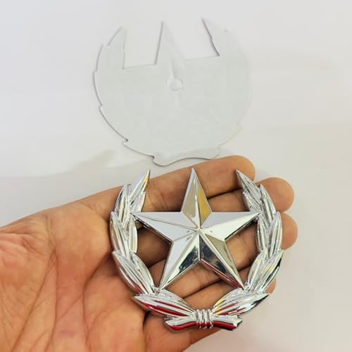 Image of Chrome New Cut Star Sticker Emblems for Car & Bike Metal Lo.go and Grill Me.tal Lo.go, Auto Accessories for Car Emblem 3D Badge Auto Racing Sport Sticker Grand Tourer Decal