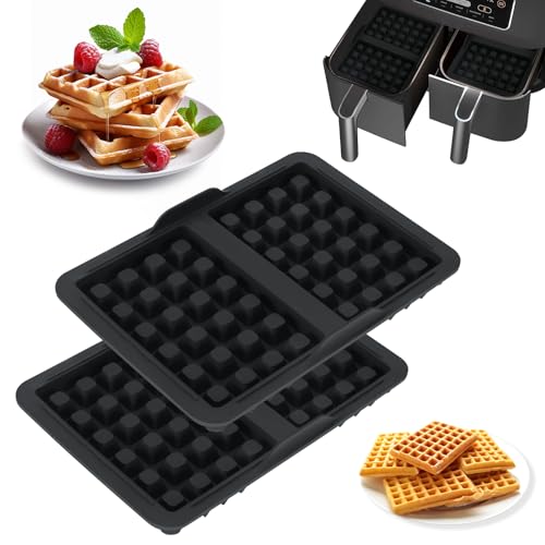 Farerkass 2 Moldes de Silicona para Gofres, Molde para Galletas, Molde para Tartas Compatible con Ninja AF300EU, AF400EU, AF451EU, SL400EU y AF500DE Freidora de Aire Caliente, Accesorios para Gofres
