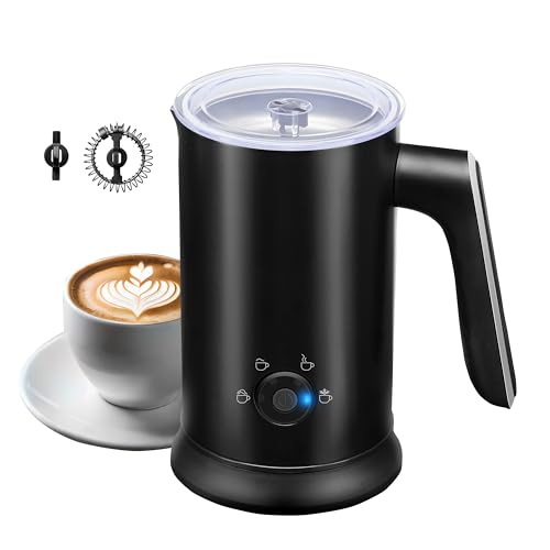 HealSmart Electric Milk Frother, 4 in 1 Milk Steamer, 240ml/8.12oz Automatic Warm and Cold Foam Maker for Coffee, Cappuccinos, Macchiato, Latte
