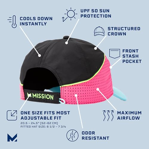 Image of MISSION Cooling Summit Hat, Bluefish - Adjustable Hat with Convenient Stash Pocket - Unisex Design - Cools Up to 2 Hours - UPF 50 Sun Protection - Machine Washable