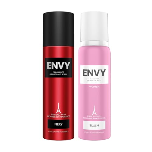 Image of ENVY Fiery 140 ML & Blush 140 ML Deodorant For Men & Women - Pack of 2 | Long Lasting Deodorant Fragrance Scent