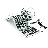 CHINFAI External Keyboard for Laptop Silicone Roll Up Folding Travel Portable Wired USB Keyboard for Tablet Computer PC (Black)