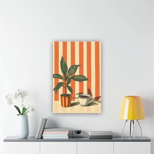Toile rétro café rayée le cadeau déco chambre idéal - 6