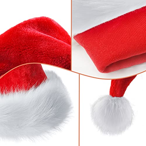 Image of Haomaomao Santa Hat for Adults /Kids /Baby Christmas Hat Red Velvet Holiday Unisex Xmas Hat for New Year Festive Festival Party