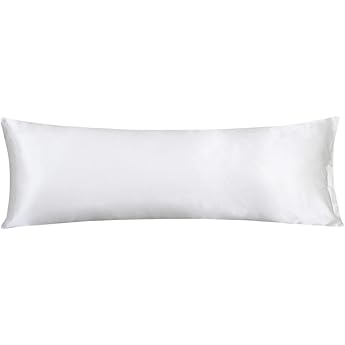 Satin Pillowcase No Zipper 20x54 Inch for Bedroom Skin Relaxing White 20x54 Inch