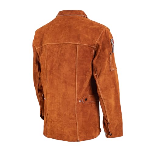 Miniatura 7 de Qeelink Chaqueta De Trabajo De Soldadura De Cuero Abrigo De Carpintero Resistente A Las Llamas Durable Piel De Vaca Dividida Durable