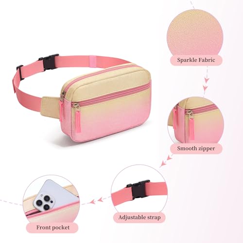 Image of Fanny Pack Birthday Gifts for 7 8 9 10 11 12 13 Year Old Teens Girls Kids, Preppy Cute Trendy Stuff Colorblock Crossbody Bag Adjustable Belt Bags, Dorm Travel Essentials for Girl Fashion