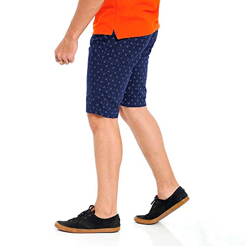 Kit Bermuda Masculina Estampada Sarja Bamborra - 3 Unidades Cor:Azul/Bege/Preto;Tamanho:42